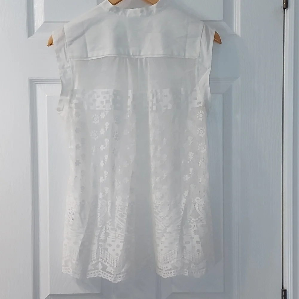 Cabi Prudence Lace Sleveless Top Ivory Size Medium - Picture 3 of 6